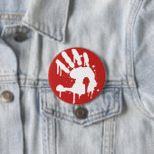 Rode "Nooit meer" witte logo Button (In situ)