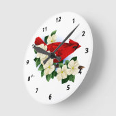 Rode noordelijke kardinaal ronde klok (Hoek)
