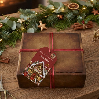 Rode Noordpoolpost met eigen naam Kerstmis Cadeaulabel