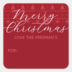 Rode Nordic Merry Christmas Gift Sticker