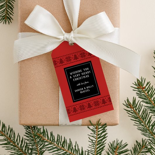 Rode Nordic Sweater Kerstmis Cadeaulabel