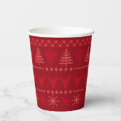 Rode Nordic Sweater Patroon Vakantiepapier Cups Papieren Bekers (Achterkant)
