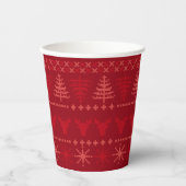 Rode Nordic Sweater Patroon Vakantiepapier Cups Papieren Bekers (Voorkant)