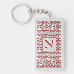 RODE NORDISCHE BREI Rechthoekige Sleutelhanger + I