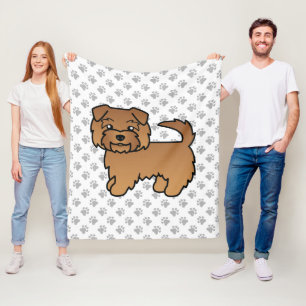 Rode Norfolk Terrier Cartoon Hond & Pootjes Fleece Deken