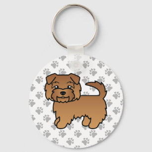 Rode Norfolk Terrier Cartoon Hond & Pootjes Sleutelhanger