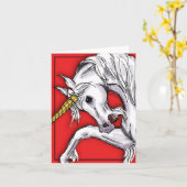 Rode notecard van de eenhoorn kaart (Gele Bloem)