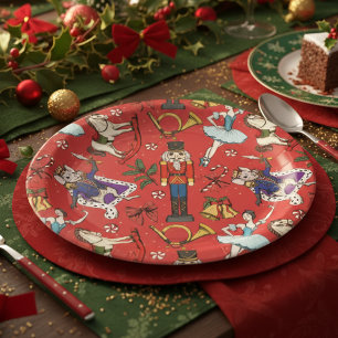 Rode Notenkraker Ballet Kerstmis Xmas Feest Papieren Bordje