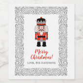 Rode notenkraker kerstfeest wijn etiket (Enkel label)