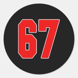 Rode Nummer 67 Jersey Grote #67 Uniform Favoriete Ronde Sticker
