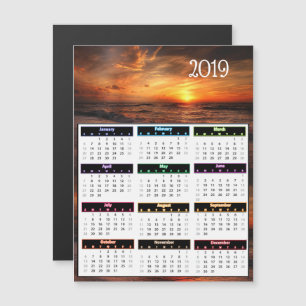 Rode Oceaan - 2019 - Sunset Mini Calendar Magnetische Uitnodiging