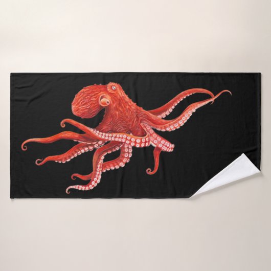 rode octopus badhanddoek (Badhanddoek)