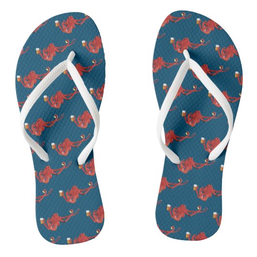 Rode Octopus Bierliefhebber Teenslippers (Voetbed)