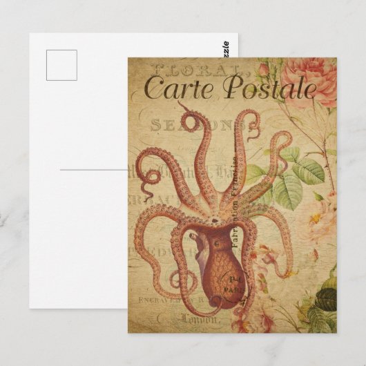  rode octopus briefkaart (Voorkant / Achterkant)