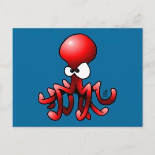 Rode octopus briefkaart