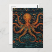 Rode octopus briefkaart (Voorkant / Achterkant)