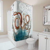 rode octopus douchegordijn (In situ)