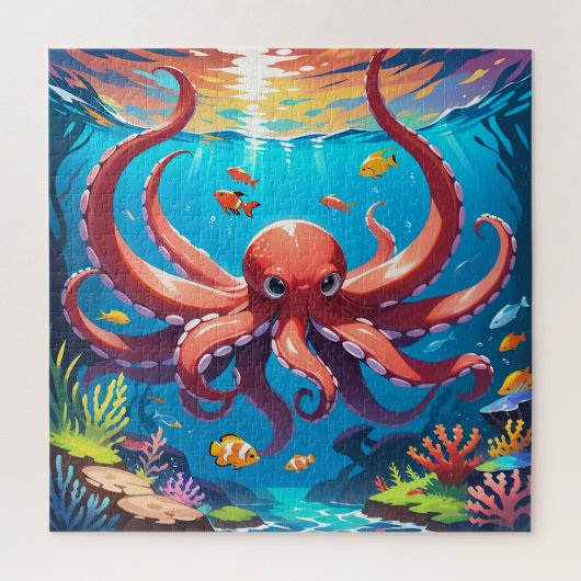Rode octopus legpuzzel (Verticaal)