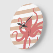 Rode octopus modern strand, wit zand gestript grote klok (Hoek)