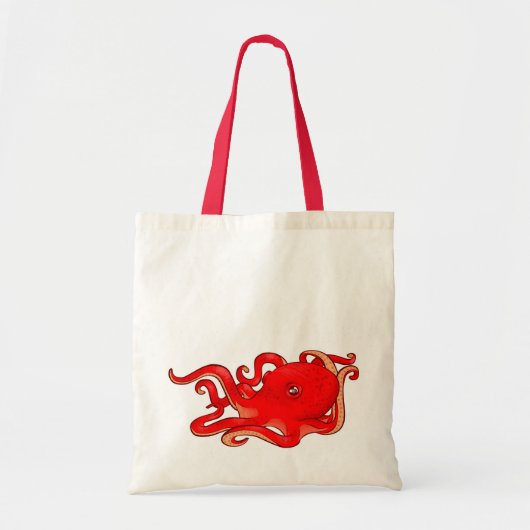 Rode octopus tote bag (Voorkant)