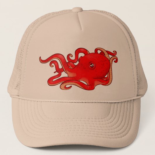 Rode octopus trucker pet (Voorkant)