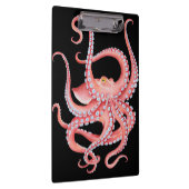 Rode octopus Waterverf op zwart Klembord (Rechts)