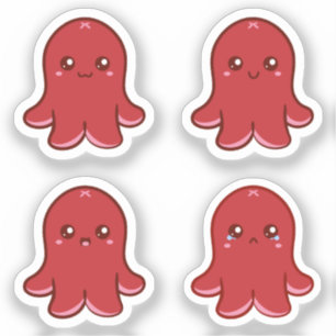 Rode octopus worst emoties sticker