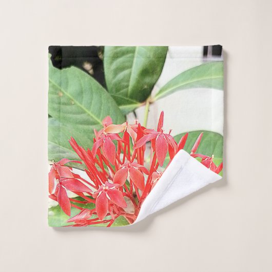 Rode Oerwoud Geranium Oasis Badhanddoek Set Bad Handdoek (Wasdoekje)