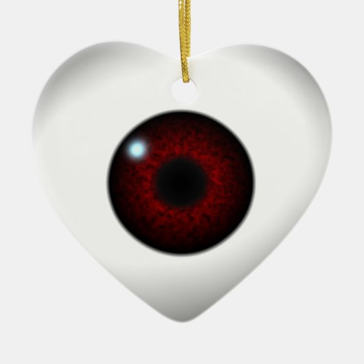 Rode ogen hart keramisch ornament (Voorkant)