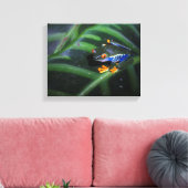 Rode ogen kikker op leder canvas afdruk (Insitu (Woonkamer))