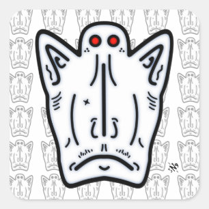 Rode ogen pointe oren vampier-achtig schepsel v1.1 vierkante sticker