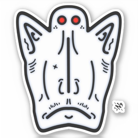 Rode ogen pointe oren vampier-achtig schepsel v1 sticker (Voorkant)