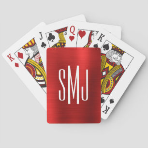 Rode Ombre Folie Drieletter Monogram Pokerkaarten