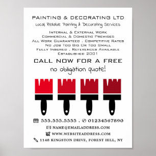 Rode ombre-penselen, schilder en decorator Adverte Poster