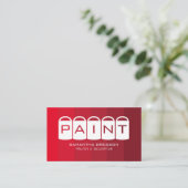 Rode ombre, schilderemmers, schilder en decorator visitekaartje (Staand voorkant)