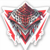 RODE OMGEKEERDE DRIEHOEK KEFFIEYH STICKER (Voorkant)