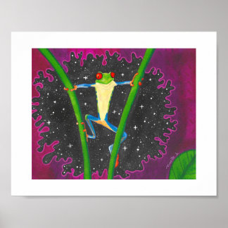 Rode Oog Boomkikker In De Ruimte Poster