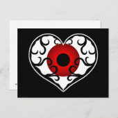 Rode oogbal in het hart briefkaart (Voorkant / Achterkant)