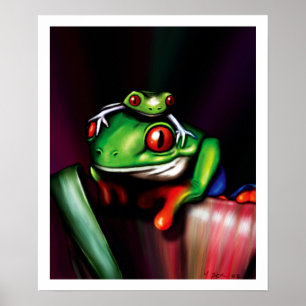 Rode oogige boomkikkers poster