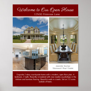 Rode Open Huis Welkom Vastgoed Foto Poster