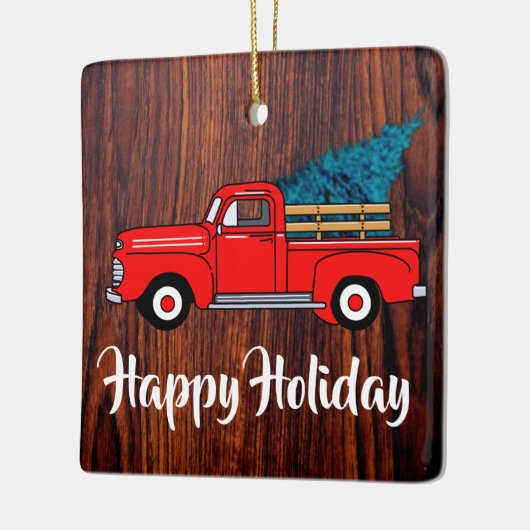 rode ophaalwagen, ritueel houtpatroon keramisch ornament (Links)