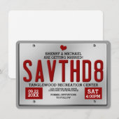 Rode Opslagplaat Save the Date Aankondigingen (Voorkant / Achterkant)