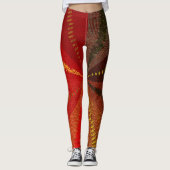 Rode Oranje    Abstracte Leggings (Voorkant)