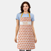 Rode Oranje bloemflessenflens, keuken Schort (Gedragen)