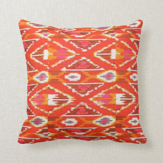 Rode Oranje en witte Ikat Print Pillow Kussen