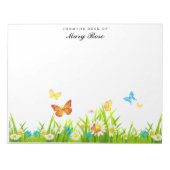 Rode Oranje Gele Blauwe Vlinder Witte Bloem Notitieblok (Voorkant)