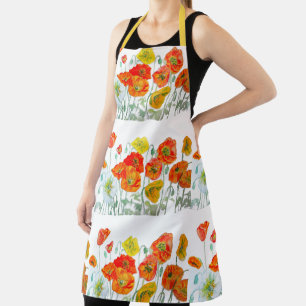 Rode oranje gele klaproos bloemen klaprozen bloem schort