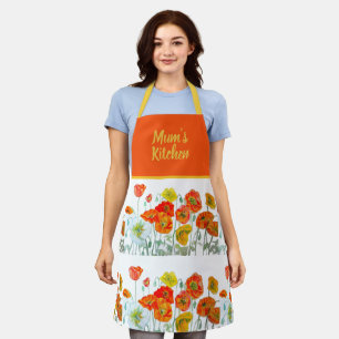 Rode oranje gele klaproos bloemen klaprozen bloem schort