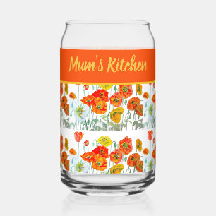 Rode oranje gele klaproos bloemen Papavers Bloem Blikvorm Glas