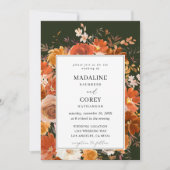 Rode & Oranje Herfst Bloembruiloft B - Groen Kaart (Voorkant)